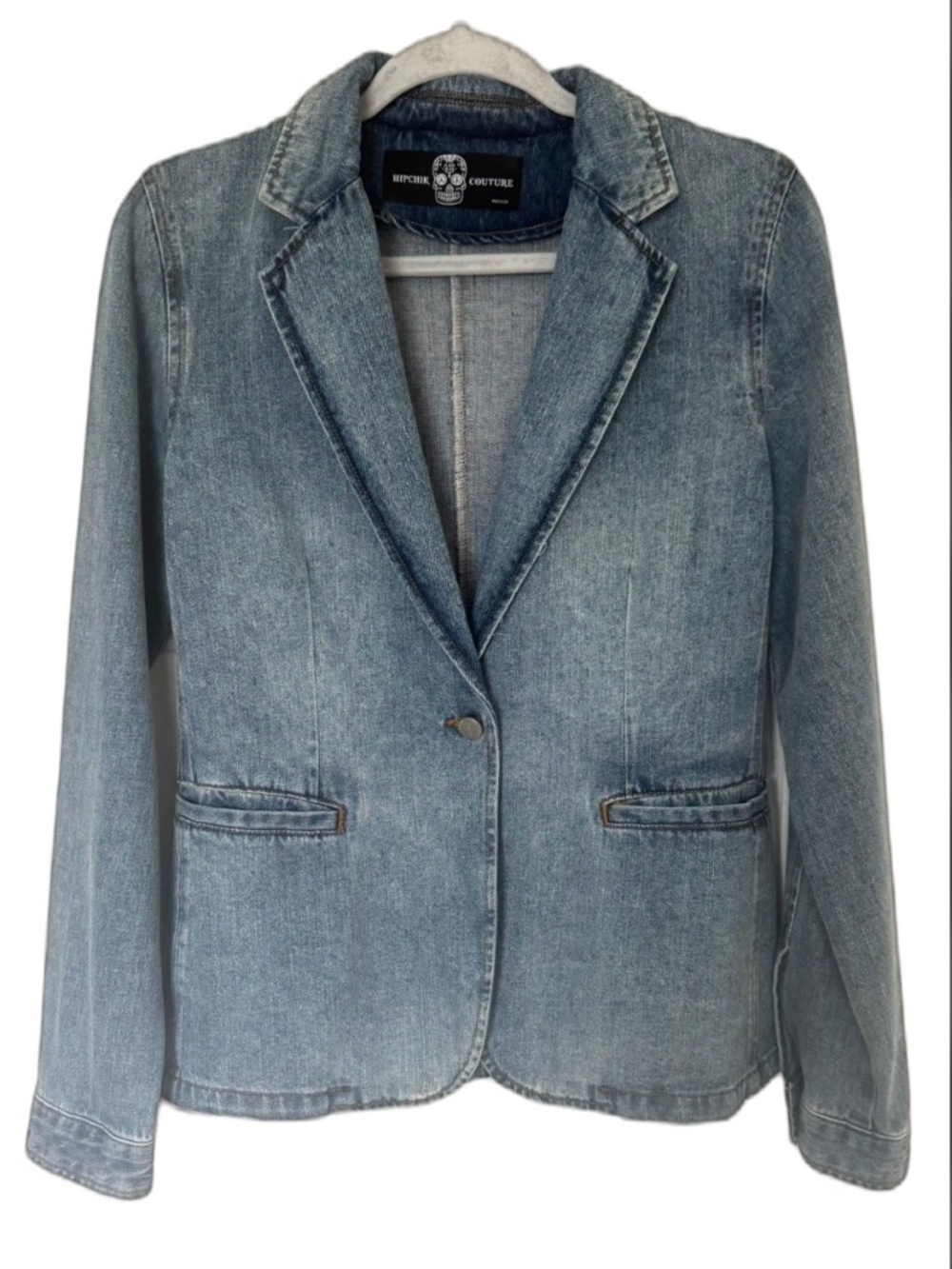 Hipchik Couture Denim Jacket/Blazer with Crystal Bee & Crown Bling